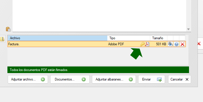 Aviso de PDF firmado